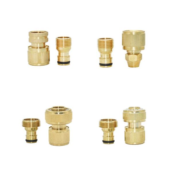 

watering equipments brass 3/8 1/2 3/4 inch hose quick connector with thread copper garden water gun fittings 1pcs