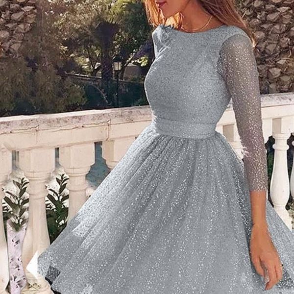 

women dresses sky stars wedding deesses o neck elegant high waist party slim dress lady prom gown wholesale, Black;gray