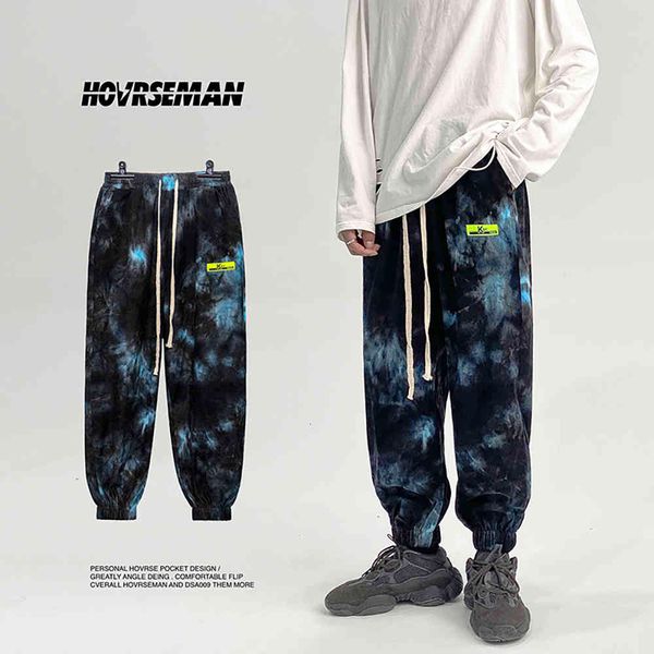 

men's pants casual oversize tie dye spring autumn fashion woman trousers korean streetwear vintage male clothing hrvw, Black