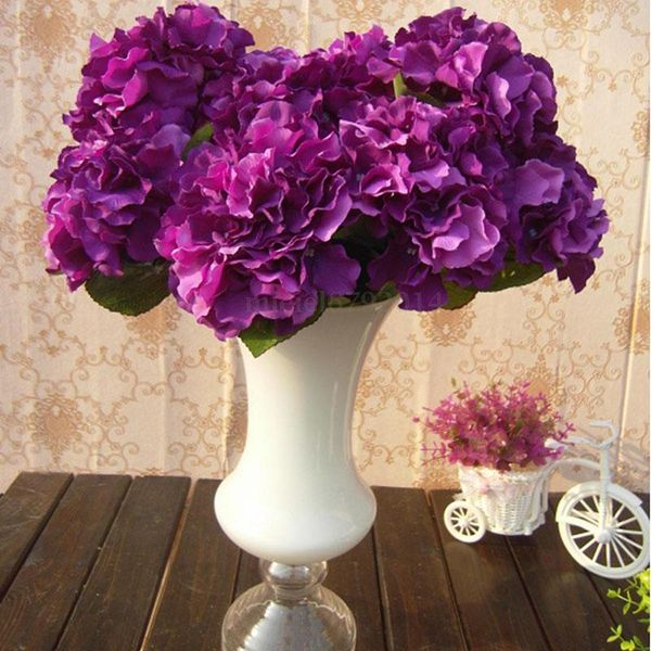 

decorative flowers & wreaths 5 fork hydrangea bouquet silk flower real touch fake heads artificial for diy home wedding birthday decor