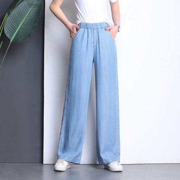 

women's pants & capris summer women casual denim wide leg tencel jeans feamle loose high waist jens thin breathable trousers, Black;white