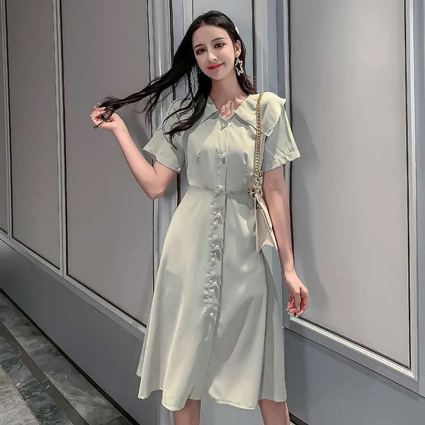 

dresses platycodon skirt casual first love waist, summer gentle wind xian qi very fairy french dress female small fresh, Black;gray