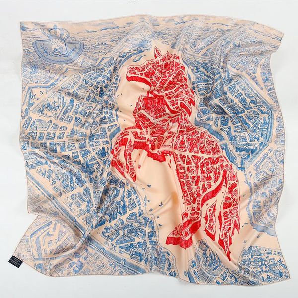 

scarves women scarf real silk square 100% pure floral printed large bandana headscarf neckscarf shawls 90x90cm, Blue;gray