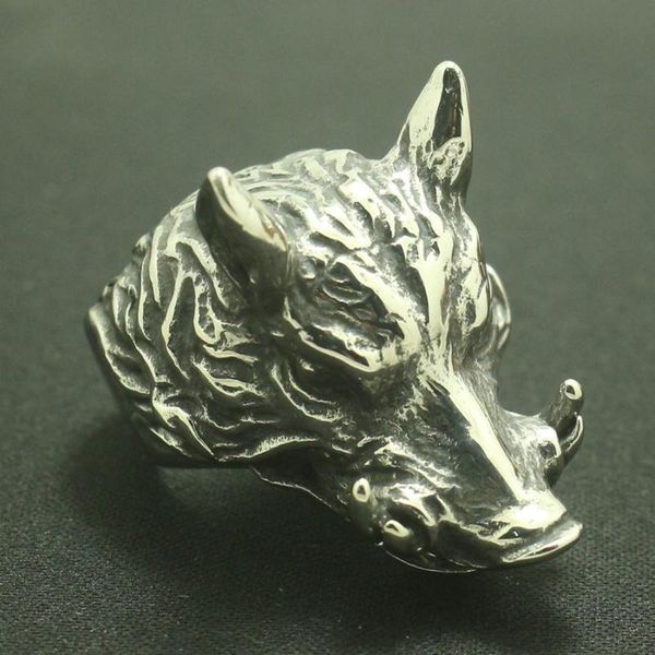 

cluster rings size 7 to 15 316l stainless steel cool wild boar est ring for hunting, Golden;silver