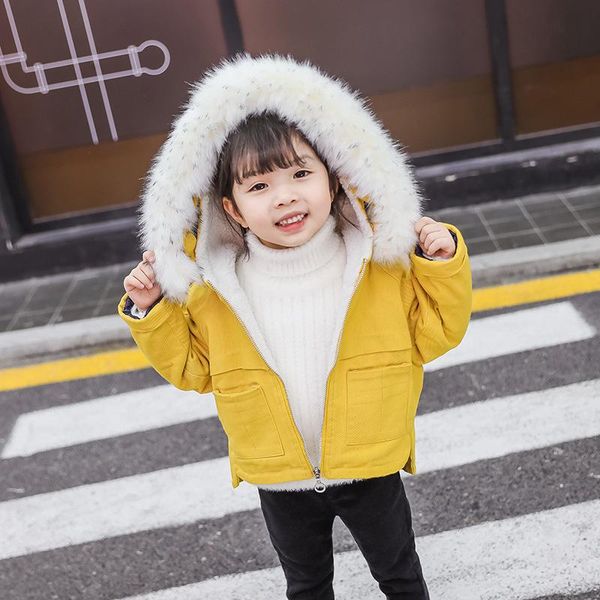 

coat children baby girls winter coats long sleeve girl's warm thick jacket short hooded kids clothes, Blue;gray