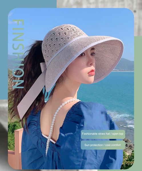 

cycling caps & masks 2021 brand women sun hat summer folding sunscreen anti-uv big biking beach fashion, Black