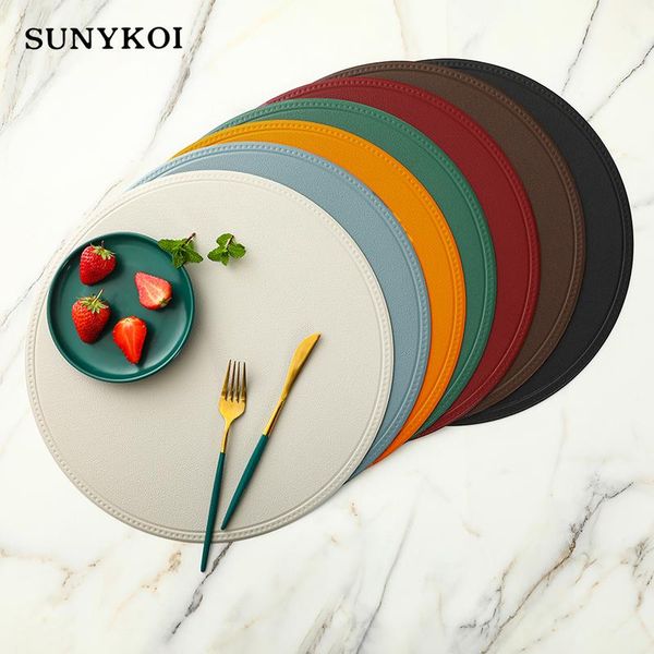 

mats & pads 6/4pcs round/rectangular faux leather placemat waterproof oil-proof heat-insulating table mat el restaurant pu