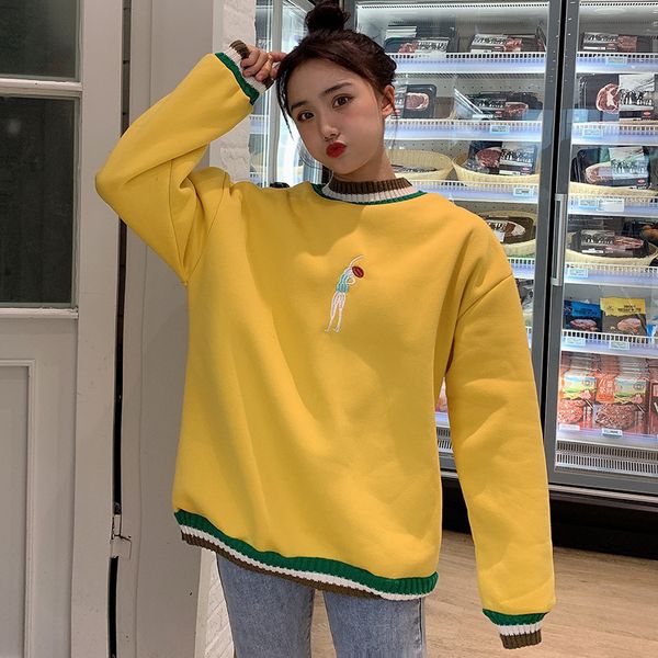 

winter super fire ins fake two piece stitched wool embroidered plush thickened sweater jacket women's g, Blue;black