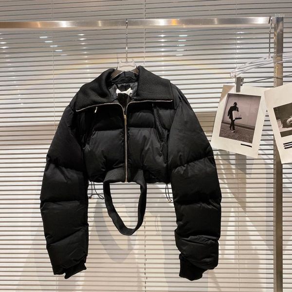 

women's down & parkas high street est 2021 winter designer jacket loose style zipper short parka, Black