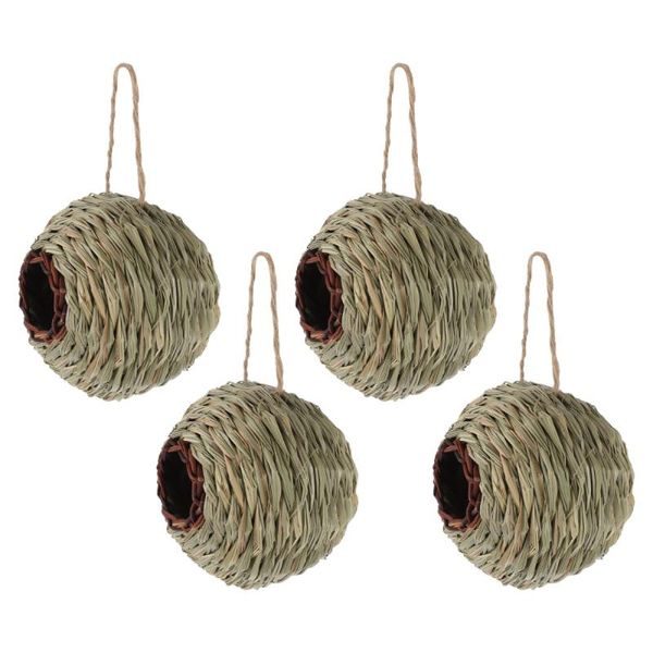 

bird cages 4pcs straw nest durable birdhouse grass handwoven
