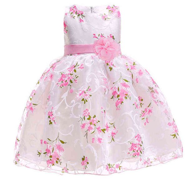 2021 Vestido de niña de flores de verano Cumpleaños Pink Baby Princess Vestidos para niños Niñas Boda Adolescentes Ropa Fiesta Vestidos Infantis G1129