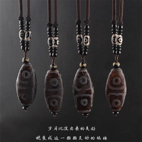 

nine eye tibet dzi pendant drop choker nacklace natural stone materials fashionable style heaven bead bring good luck necklaces, Silver