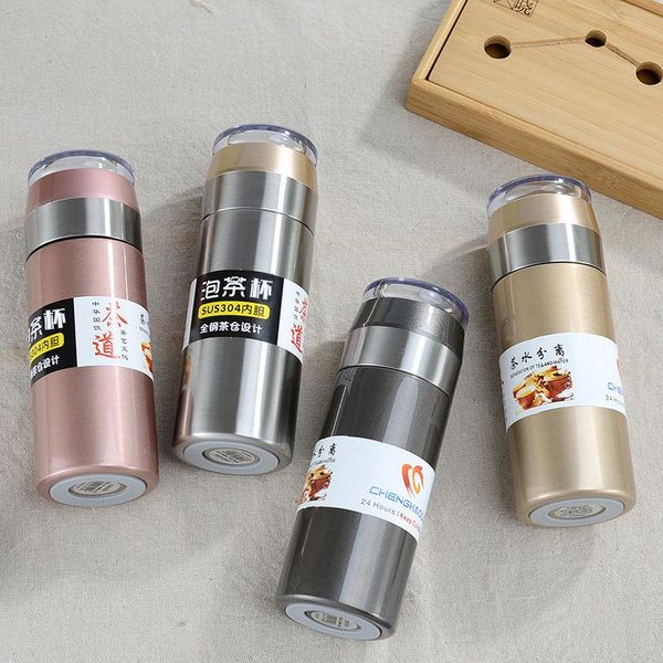 

stainless steel tea separation cup double - layer business straight body vacuum high grade water bottles