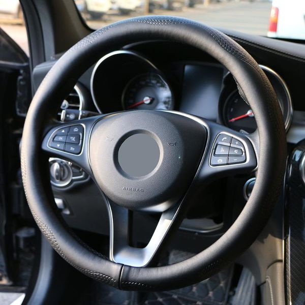 

steering wheel covers genuine leather car cover wavy lines design universal silica gel liner steering-wheel braid snake skin pattern
