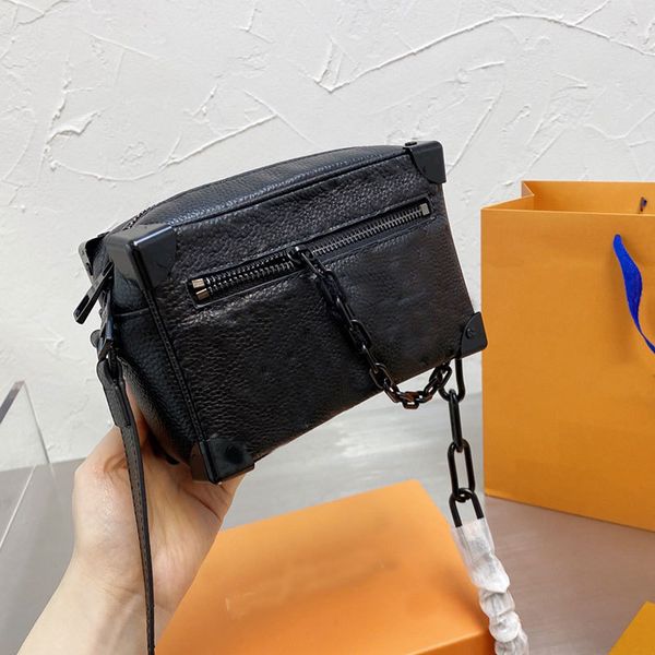 

crossbody bag women handbags purse soft trunk box bag cowhide real leather chain handbag embossed fashion letter shoulder bag zipper wallet