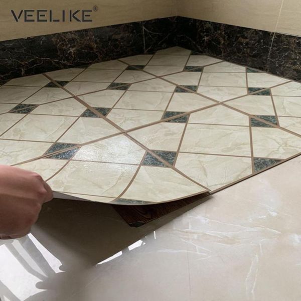 

waterproof floor sticker living room bathroom decoration thicken square tile wallpaper ground renovation wear-resistant flooring wallpapers