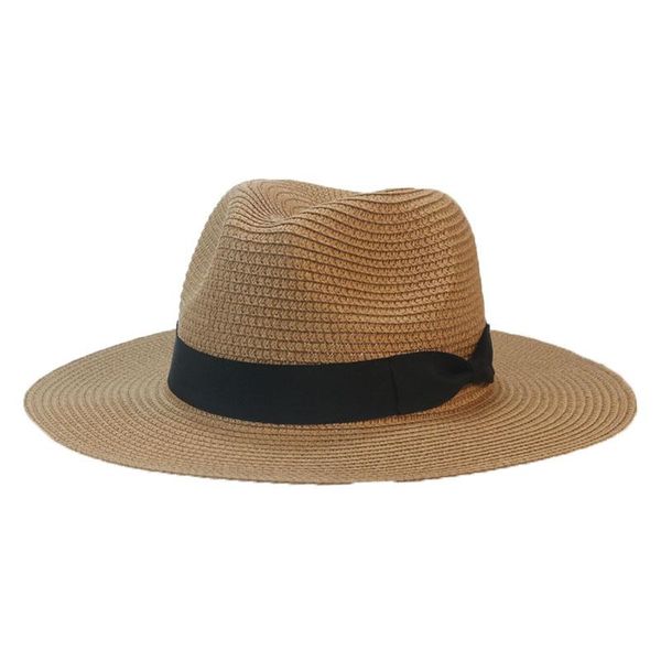 

wide brim hats for women solid khaki white panama ribbon bowknot dress formal bucket hat straw sun protection summer gorras para mujer, Blue;gray