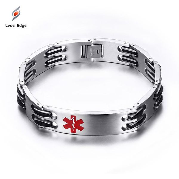 

brand stainelss steel id bracelet link chain jewelry women me fashion gifts 12mm 8.66'' bangle, Black