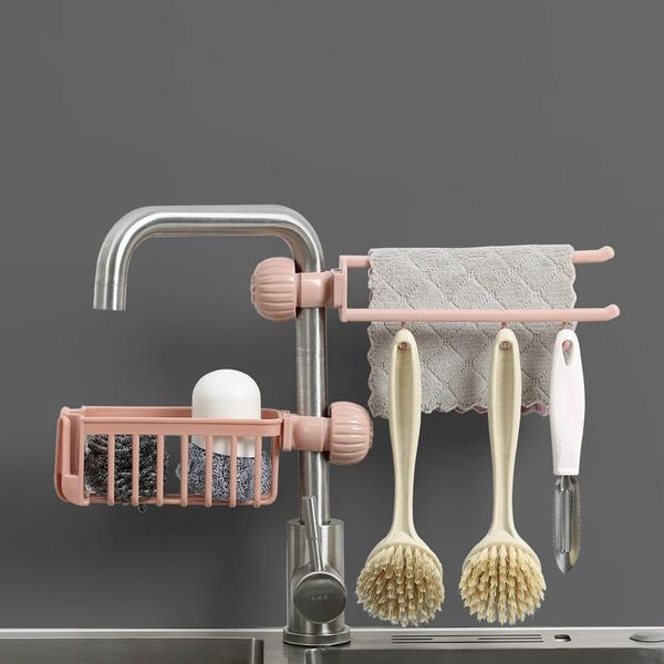 

kitchen storage & organization faucet drain rack supplies punch-adjustable sink bathroom dishcloth