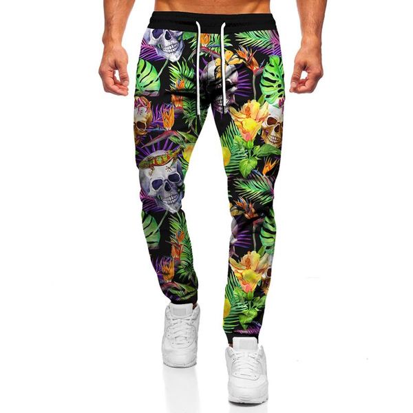 

men's pants spring and autumn personality skull 3d printing oversized sweatpants hip hop streetwear rock roll goth punk, Black