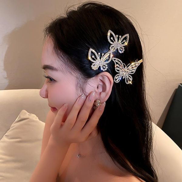 

hair clips & barrettes fashion jewelry with personality tide rhinestone butterfly hairpin duckbill clip temperament for women, Golden;silver