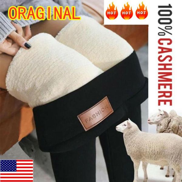 

women's pants & capris winter tight warm thick cashmere high waist pencil quality us, Black;white