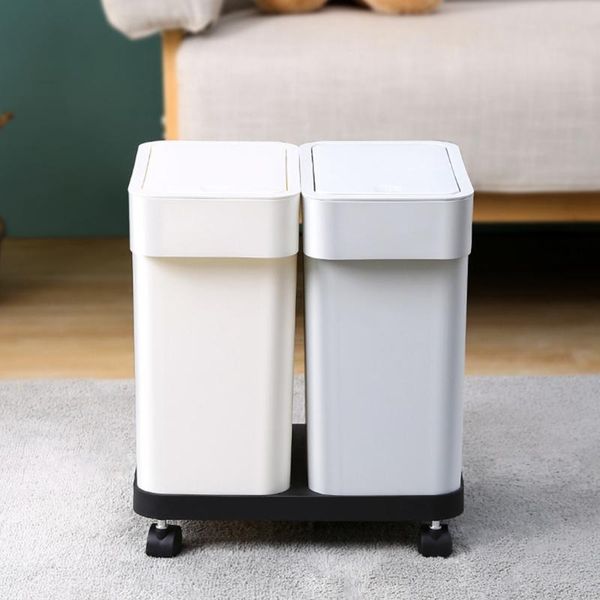 

waste bins household cabinet door small square sorting trash can with sliding cover plastic q0ka