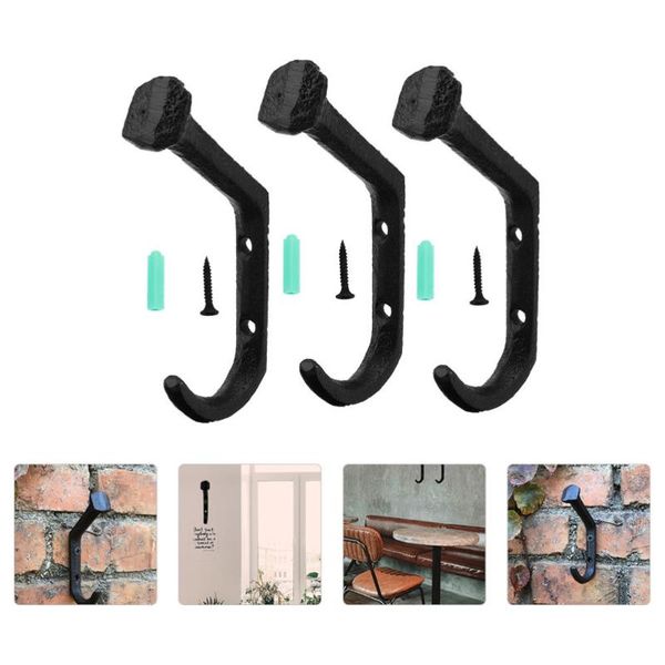 

hooks & rails 3pcs nail shaped hook vintage wall hanging clothes hanger mounted