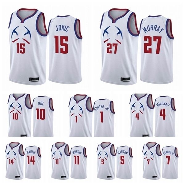 

092020-21 Denver\rNuggets\rMen Nikola Michael Porter Jr. Bol Jokic Jamal Murray Earned Edition White Swingman Basketball Jersey, Color12