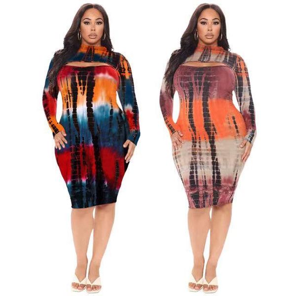 

casual dresses european and american plus size women's fat clothes 5xl fashion tie-dye printing hollow dress nightclub, Black;gray