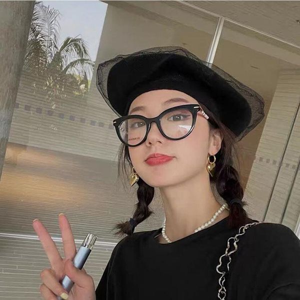 

berets women vintage solid color beret cap with mesh veil winter british style beanie hat retro french gorros, Blue;gray