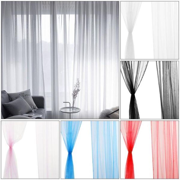 

curtain & drapes pair (2 panels) of tulle curtains solid sheer window voile net screen home kitchen living room decor 100 * 200cm