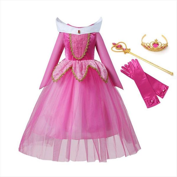 

girls birthday for princess up girl dresses party costume kids sleeping beauty cosplay long clothing, Red;yellow