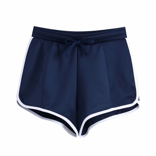 

spring women edge piping knitted shorts casual female elastic waist clothes p2007 210430, White;black