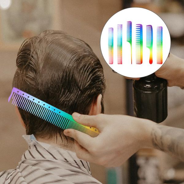 

hair brushes 6 pcs exquisite styling combs barber lightweight props (colorful), Silver