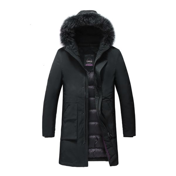 

men's & parkas mens jacket hooded coat with removable real black fur plus size outerwear men long down parka fvrf