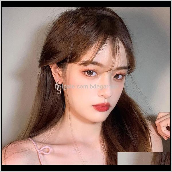 

& hie drop delivery 2021 soho normcore double layer geometric disc tassel pendant round women hoop earrings prevent allergy female jewelry b, Golden;silver