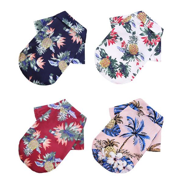 

dog apparel 2021 summer beach pineapple dogs coconut tree shirt pet t-shirt floral clothes puppy hawaiian for chihuahua