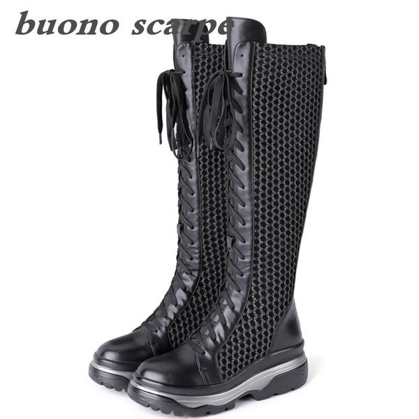 

boots 2021 autumn and winter leather sponge cake thick bottom high tube heel women fashion, Black