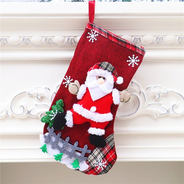 Calza dell'albero di Natale Bea Elk Pupazzo di neve r Modello Babbo Natale Regalo Candy Sock Bag Ciondolo Decorazione natalizia Alberi Calze appese BH4877 TYJ