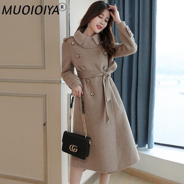 

women's wool & blends winter jacket women double side coat female woolen coats and jackets long casaco feminino my, Black