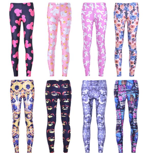 

digital print black letter capris slim pencil pants yoga pants, Gray