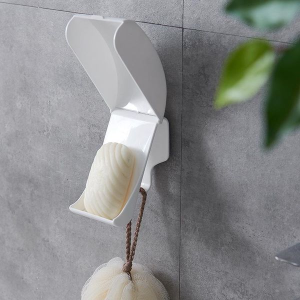 

colors creative wall mounted soap box household bathroom rack holder with cover case shower supplies storage boxes & bins