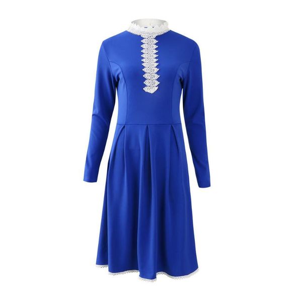 

autumn winter style women long sleeve patchwork lace dress fall fashion casual crochet a-line mini dresses, Black;gray