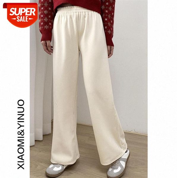 

[ou fan] 7783 korean version of thickened high-waisted thin wide-leg pants loose casual women #l25u, Black;gray