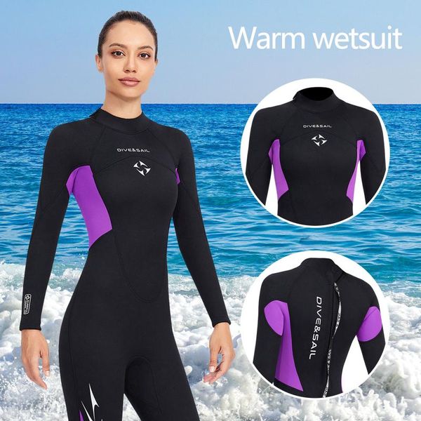 

swim wear 3mm neoprene wetsuits full body scuba diving suits one piece for women snorkeling surfing swimming long sleeve keep warm back