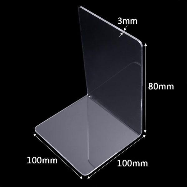 

hooks & rails 2pcs plastic clear acrylic bookend organizer stand stationery book shelf -s m l