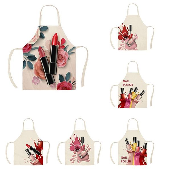 

cartoon cute nail polish cotton and linen apron kitchen household cooking cleaning tools table skirt