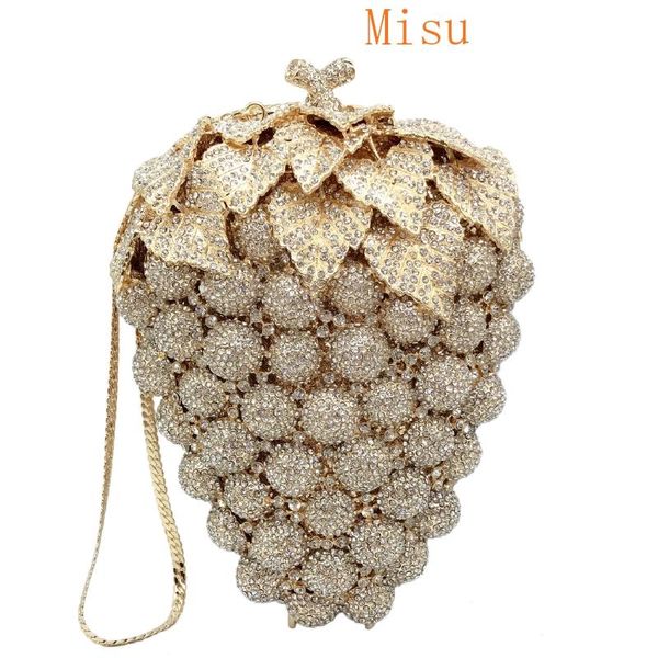 

design clutch evening bags women purse grape shaped rhinestones crystal party