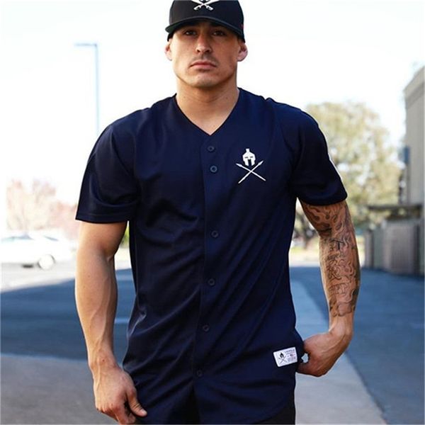 

men short-sleeved summer gym t-shirt brand clothing compression short sleeve tshirt male breasted bodybuilding tees 210706, White;black